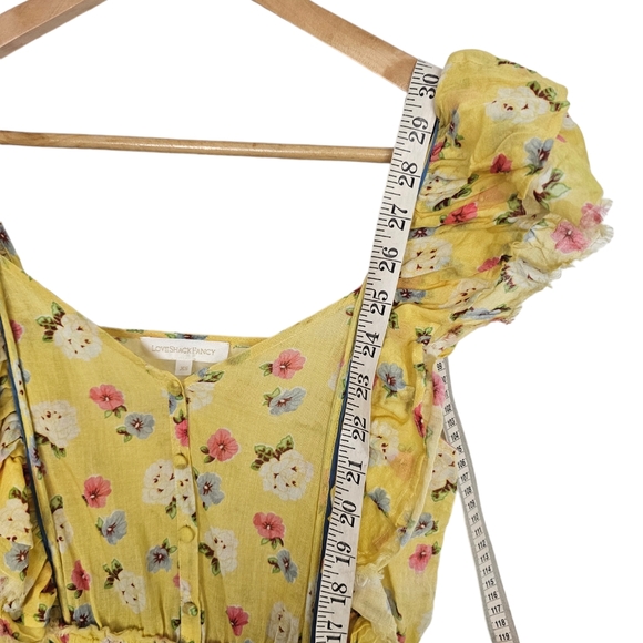 Loveshackfancy Phyllis Dress Yellow Mini Floral Ruffle Dress Size XS - Picture 6 of 9